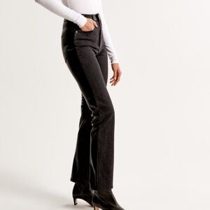 Mixed fabric ultra high rise ankle straightt